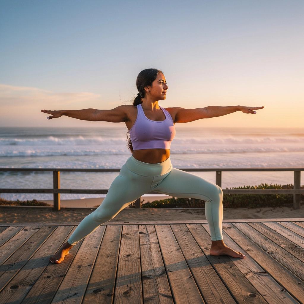 Vista panorámica de un paisaje montañoso durante una sesión de yoga al aire libre.